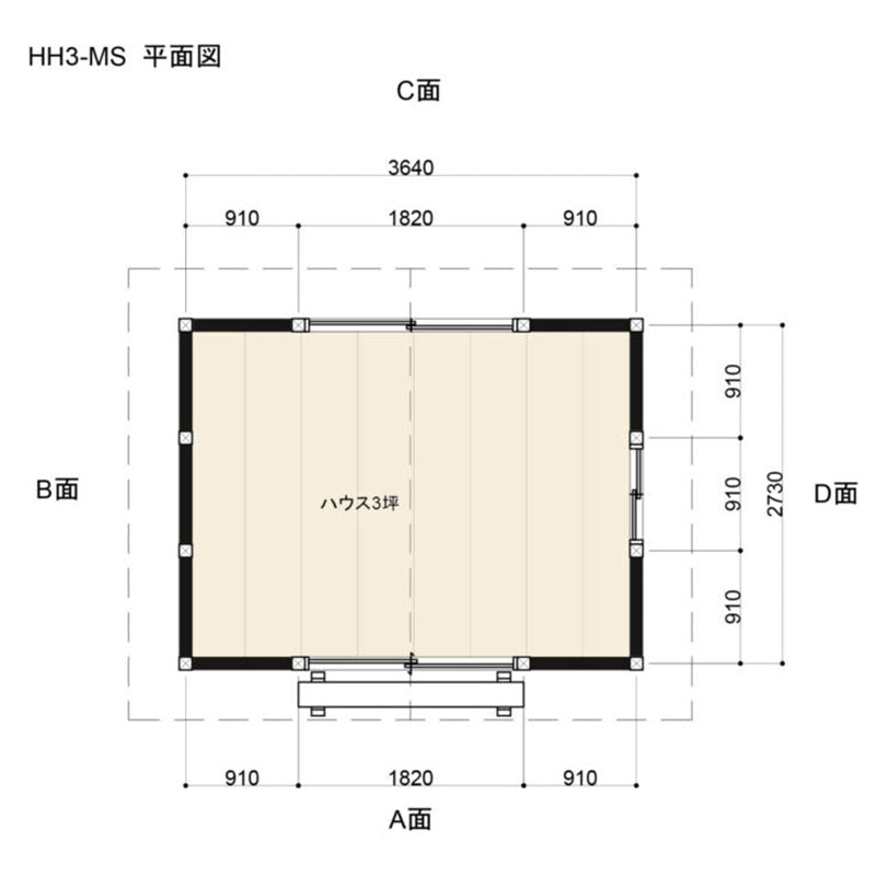 HH3-MS-BT ログハウスキット ログキットハウス ３坪 国産材使用