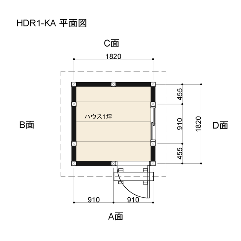 HDR1-KA-MR ログハウスキット ログキットハウス １坪 国産材使用