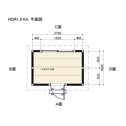 HDR1.5-KA-MR ログハウスキット ログキットハウス 1.5坪 国産材使用