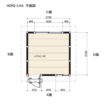 HDR2.3-KA-MR ログハウスキット ログキットハウス 2.3坪 国産材使用