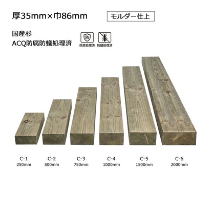 枕木・角材（国産杉・ACQ防腐防蟻処理済）