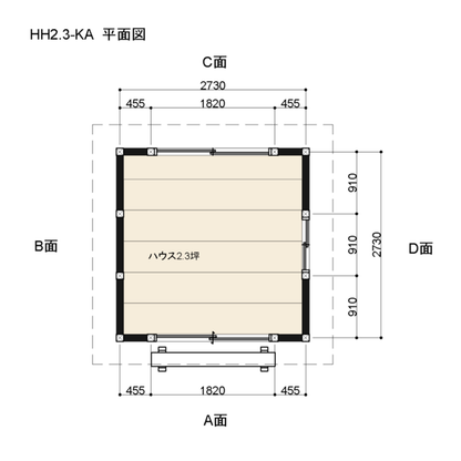 HH2.3-KA-MR ログハウスキット ログキットハウス 2.3坪 国産材使用