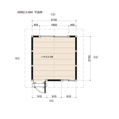 HDR2.3-MM-MR ログハウスキット ログキットハウス 2.3坪 国産材使用