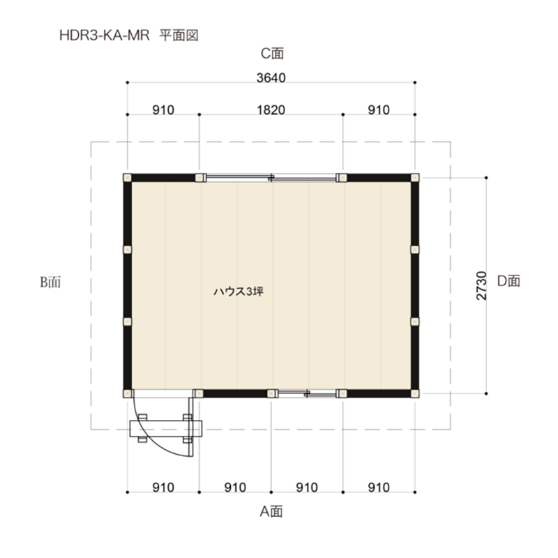 HDR3-KA-MR ログハウスキット ログキットハウス ３坪 国産材使用