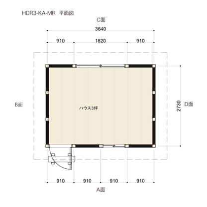 HDR3-KA-MR ログハウスキット ログキットハウス ３坪 国産材使用