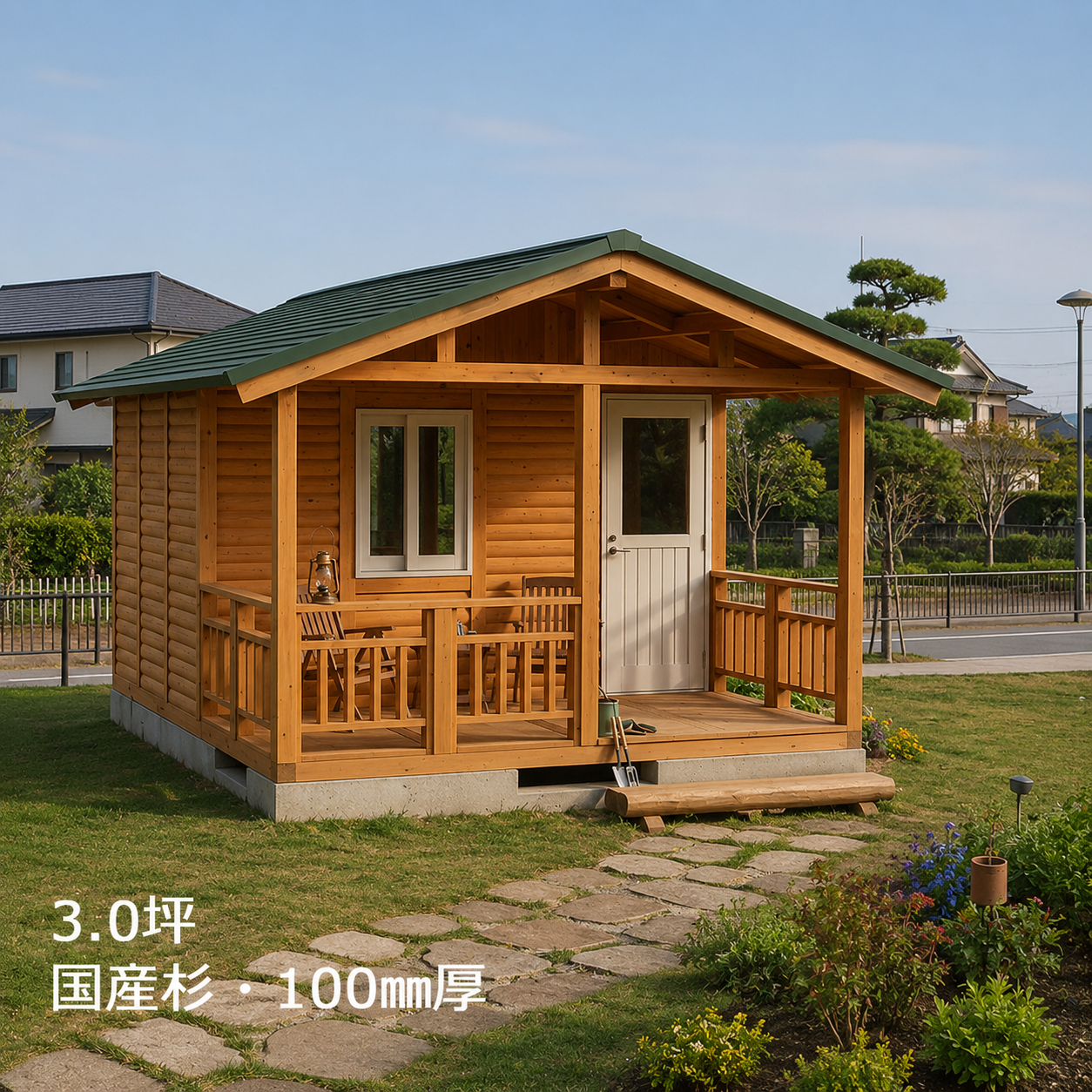 HDR3-ML-DTY2-BT ログハウスキット ログキットハウス ３坪 デッキ２坪付き 国産材使用