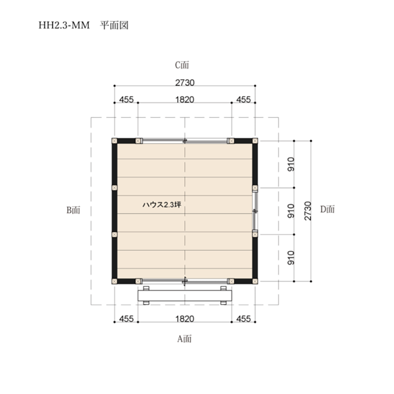 HH2.3-MM-MR ログハウスキット ログキットハウス 2.3坪 国産材使用