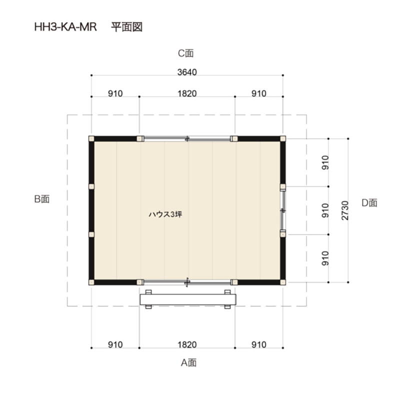 HH3-KA-MR ログハウスキット ログキットハウス ３坪 国産材使用